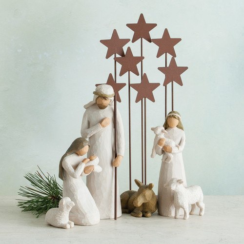 The Shabby Shed - Willow Tree Figurines - Beginners Nativity Set with Metal Star